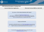 DHS-FEMA General Admissions Application